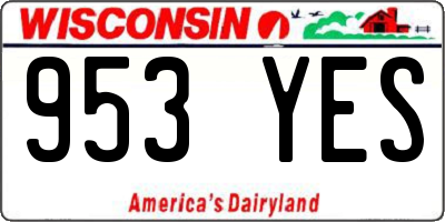 WI license plate 953YES