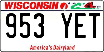WI license plate 953YET