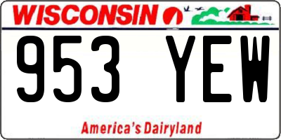 WI license plate 953YEW
