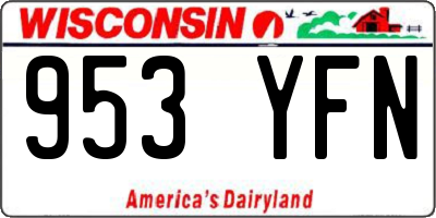 WI license plate 953YFN