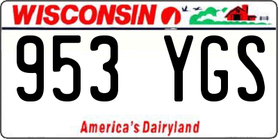 WI license plate 953YGS