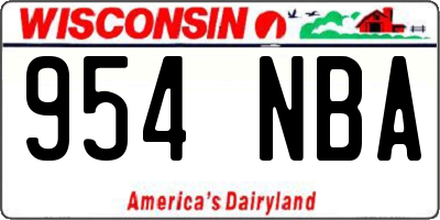 WI license plate 954NBA
