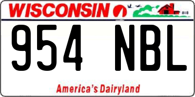 WI license plate 954NBL