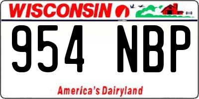 WI license plate 954NBP