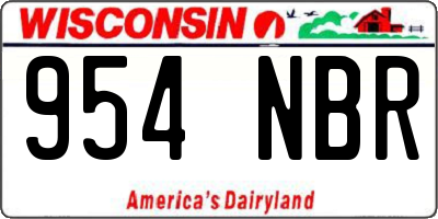 WI license plate 954NBR