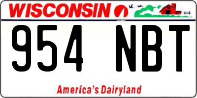 WI license plate 954NBT
