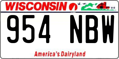 WI license plate 954NBW