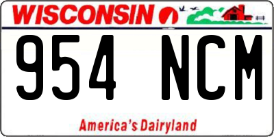 WI license plate 954NCM