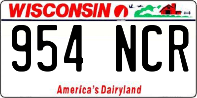WI license plate 954NCR