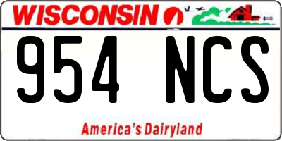 WI license plate 954NCS