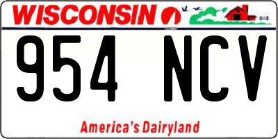 WI license plate 954NCV