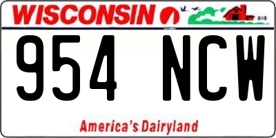 WI license plate 954NCW