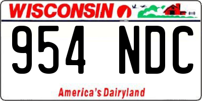 WI license plate 954NDC