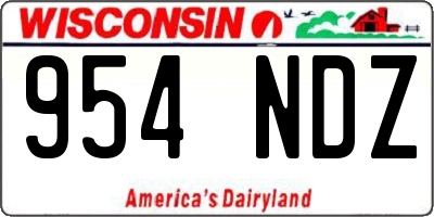 WI license plate 954NDZ