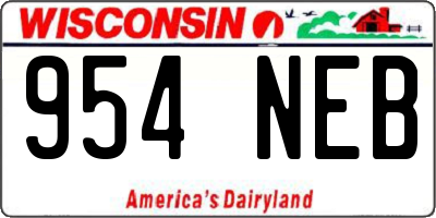 WI license plate 954NEB