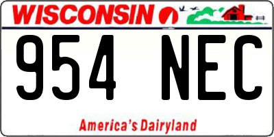 WI license plate 954NEC