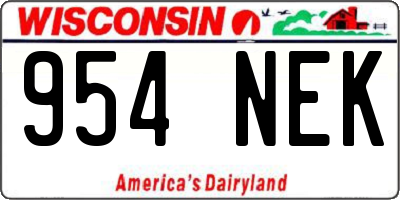 WI license plate 954NEK