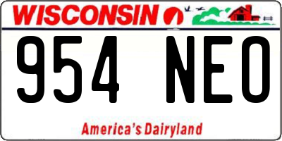 WI license plate 954NEO