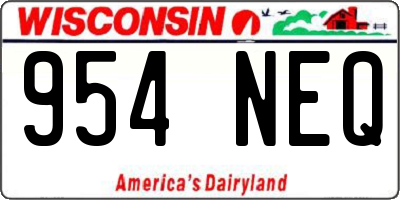 WI license plate 954NEQ