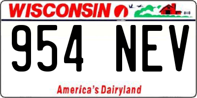 WI license plate 954NEV