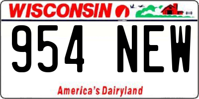 WI license plate 954NEW