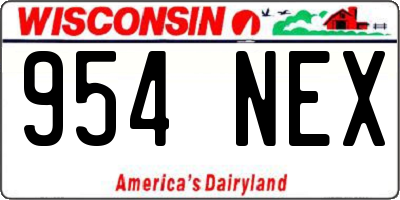 WI license plate 954NEX