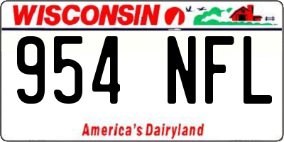 WI license plate 954NFL
