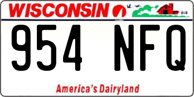 WI license plate 954NFQ