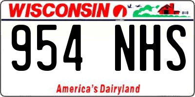 WI license plate 954NHS