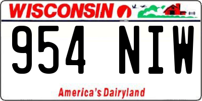 WI license plate 954NIW