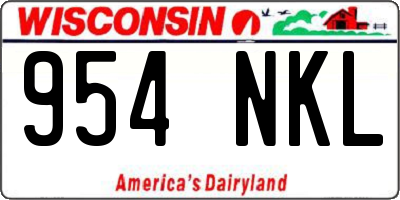 WI license plate 954NKL