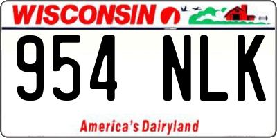 WI license plate 954NLK