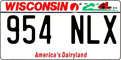 WI license plate 954NLX