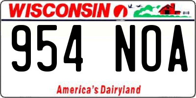 WI license plate 954NOA