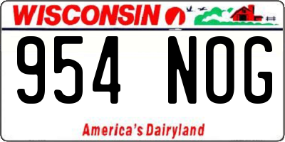 WI license plate 954NOG