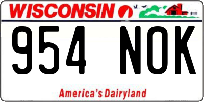 WI license plate 954NOK