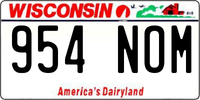 WI license plate 954NOM