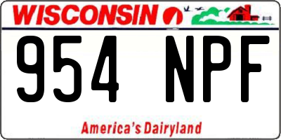 WI license plate 954NPF