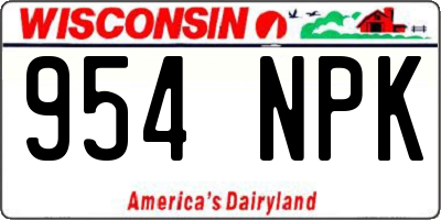 WI license plate 954NPK
