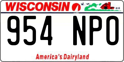 WI license plate 954NPO