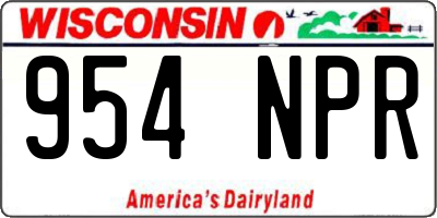 WI license plate 954NPR