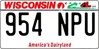 WI license plate 954NPU