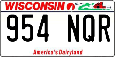 WI license plate 954NQR