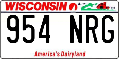 WI license plate 954NRG
