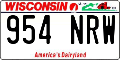 WI license plate 954NRW