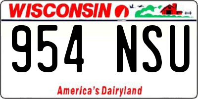 WI license plate 954NSU
