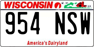 WI license plate 954NSW