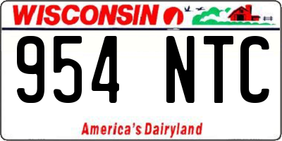 WI license plate 954NTC