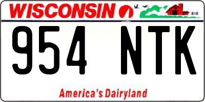 WI license plate 954NTK