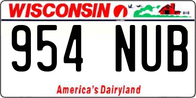 WI license plate 954NUB